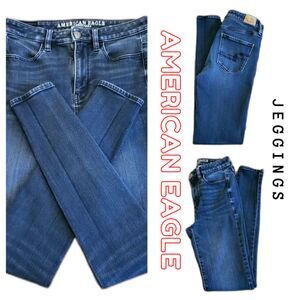 American Eagle Women Super Hi-Rise Jegging Dark Blue Size 4 X Long